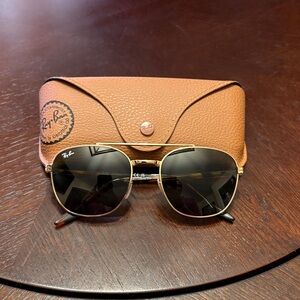 Ray-Ban Gold Frame Sunglasses with Black Lenses